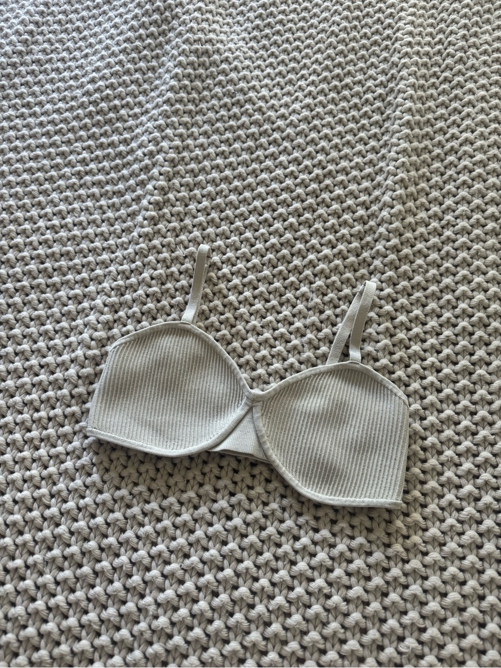 Aritzia Babaton Beige Ribbed Bralette, Never Worn